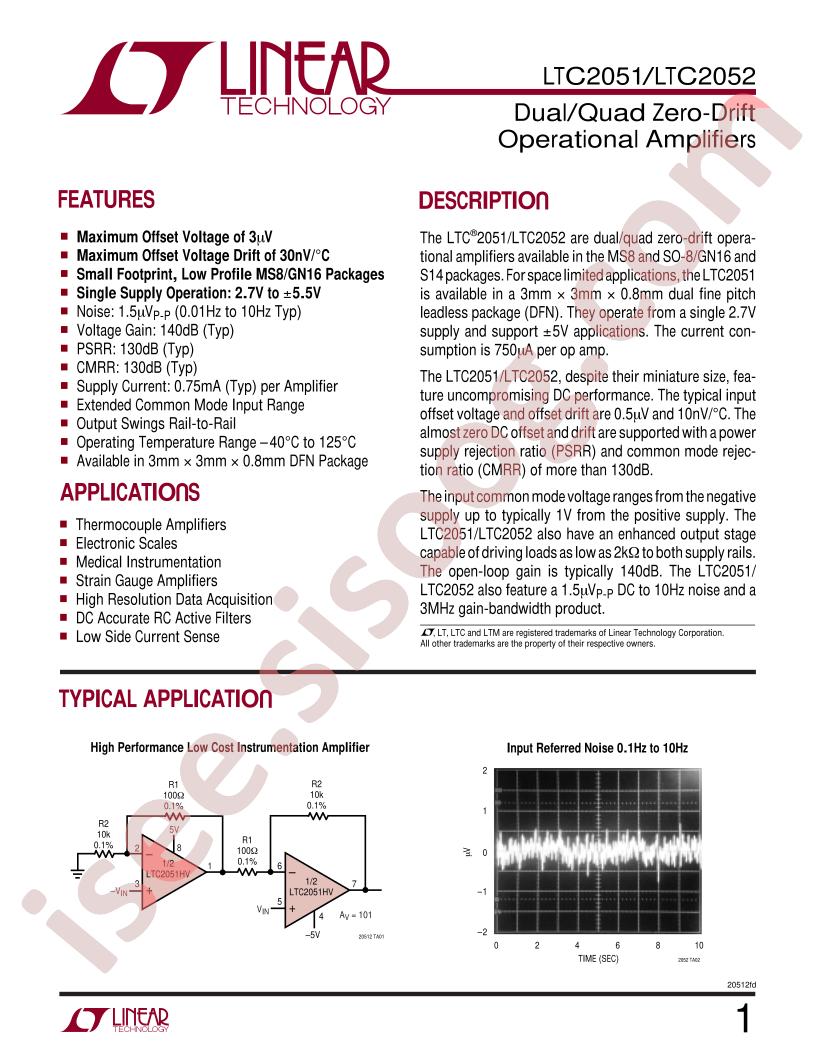 LTC2051, LTC2052 Datasheet