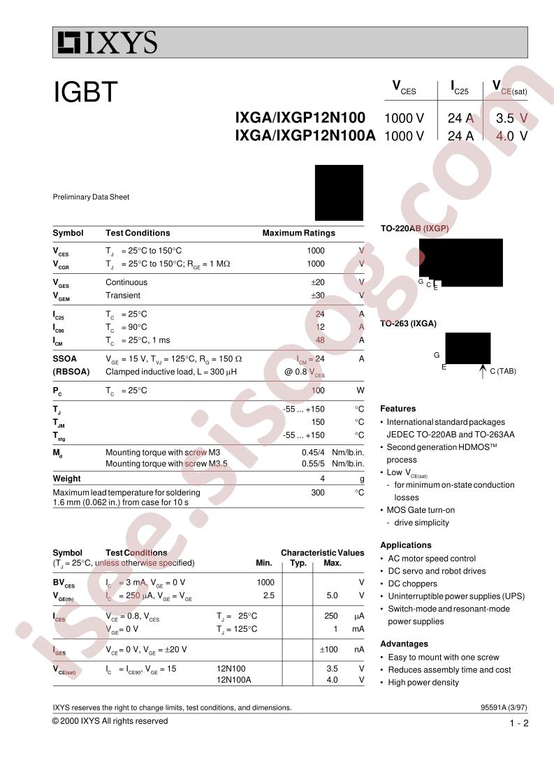 IXG(A,P)12N100(A)