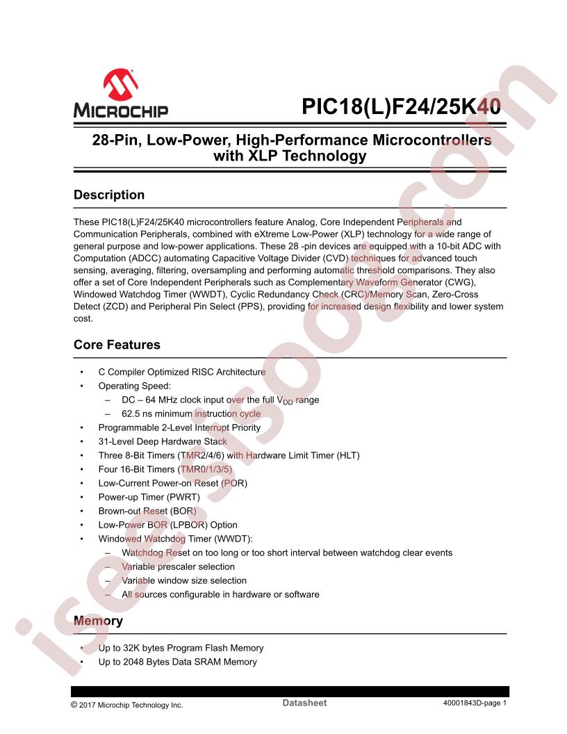 PIC18(L)F24/25K40 Datasheet