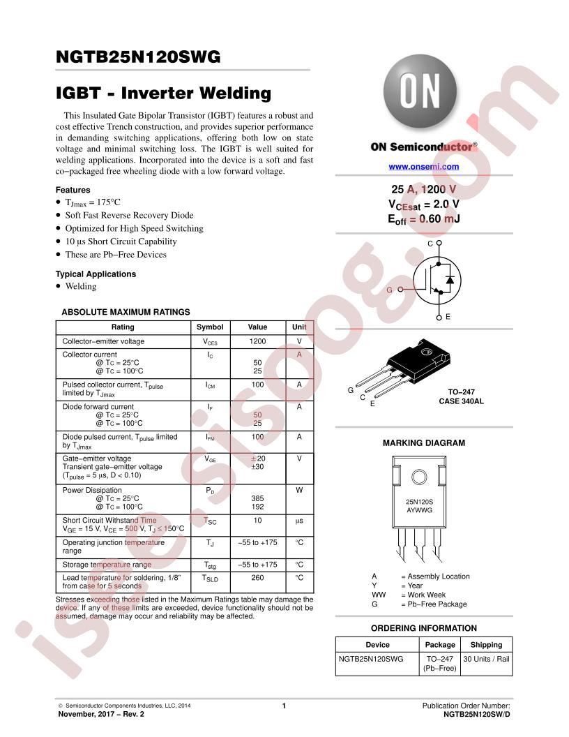 NGTB25N120SWG