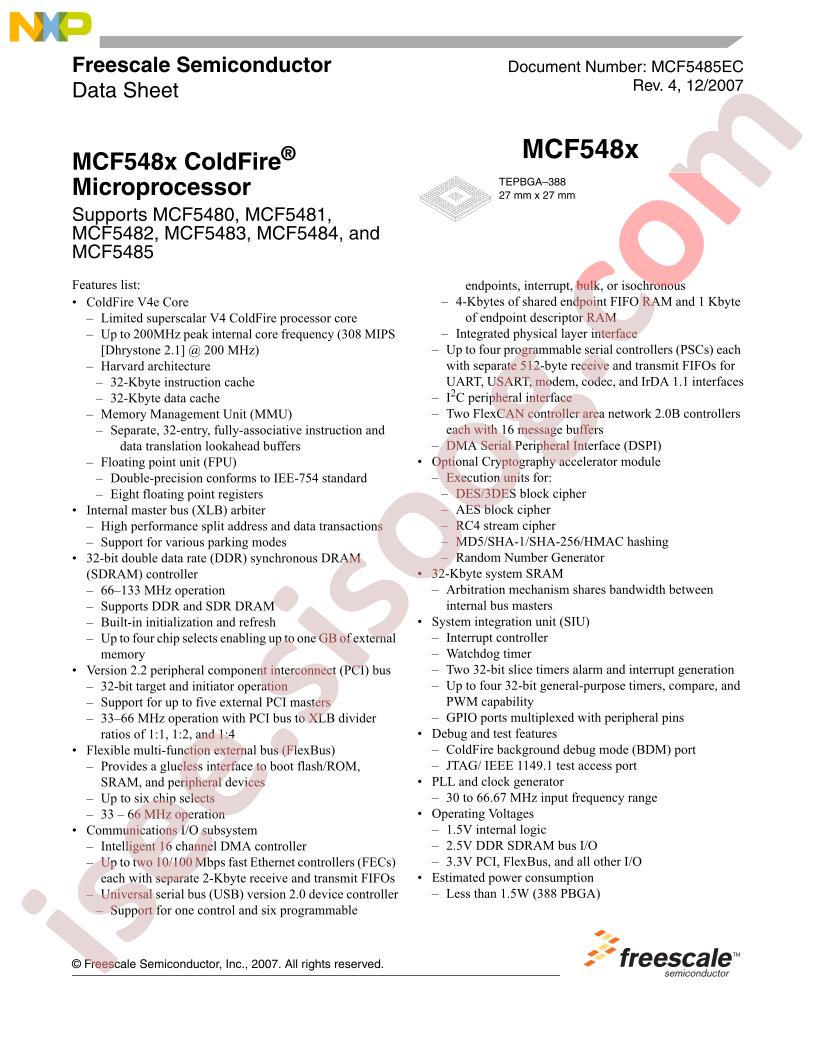 MCF548x Datasheet