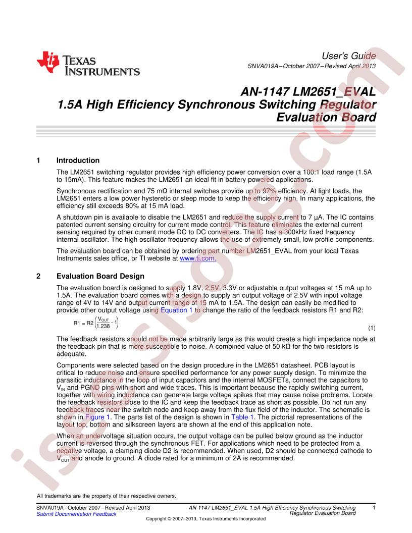 LM2651 EVAL Brd Guide