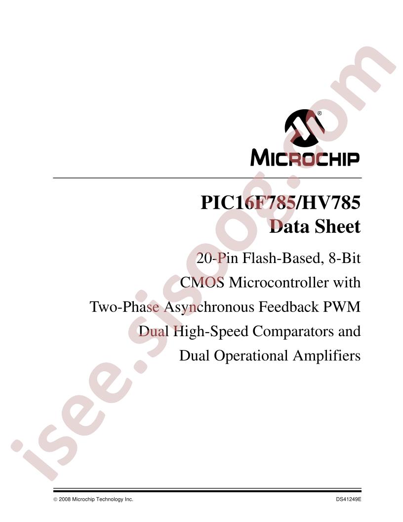 PIC16F785, HV785 Data Sheet