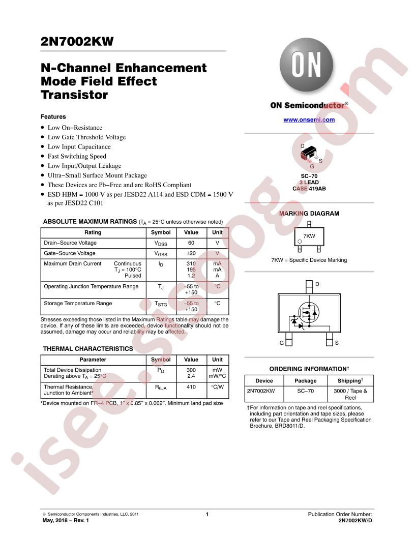 2N7002KW Datasheet