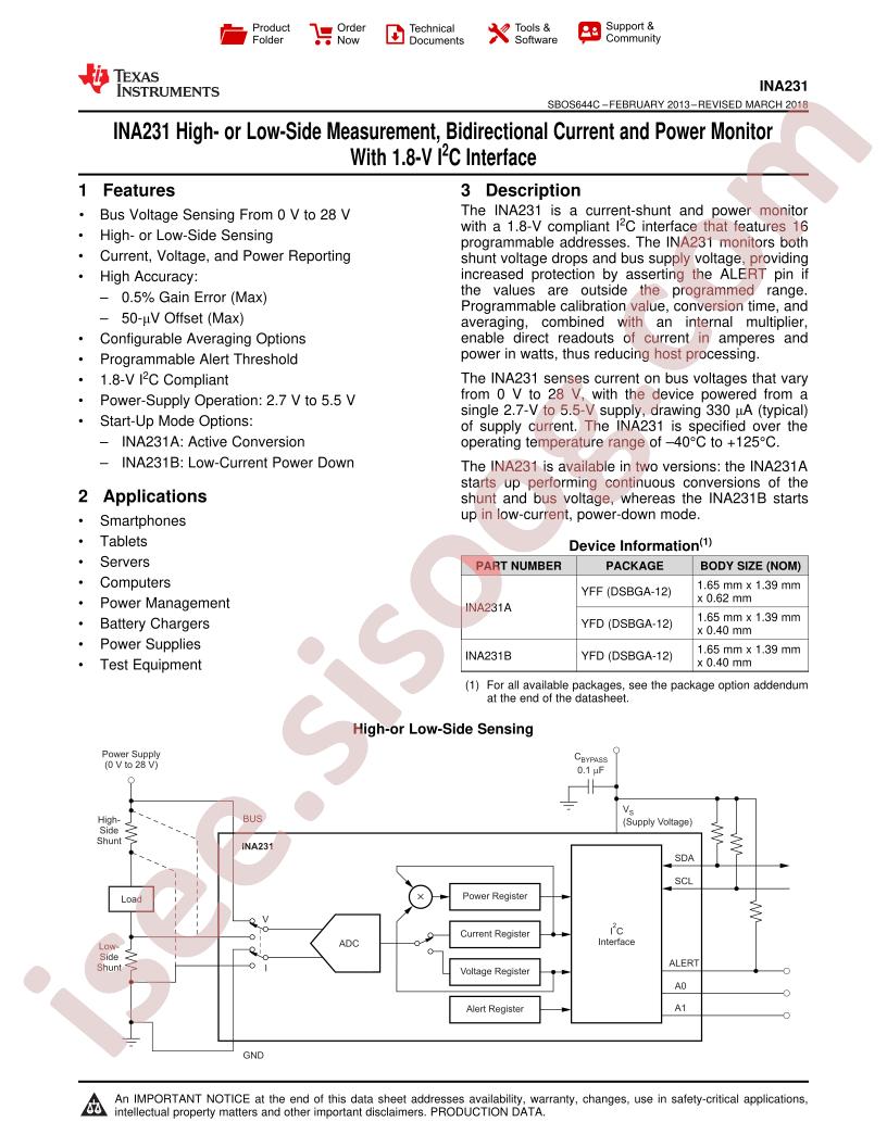 INA231 Datasheet