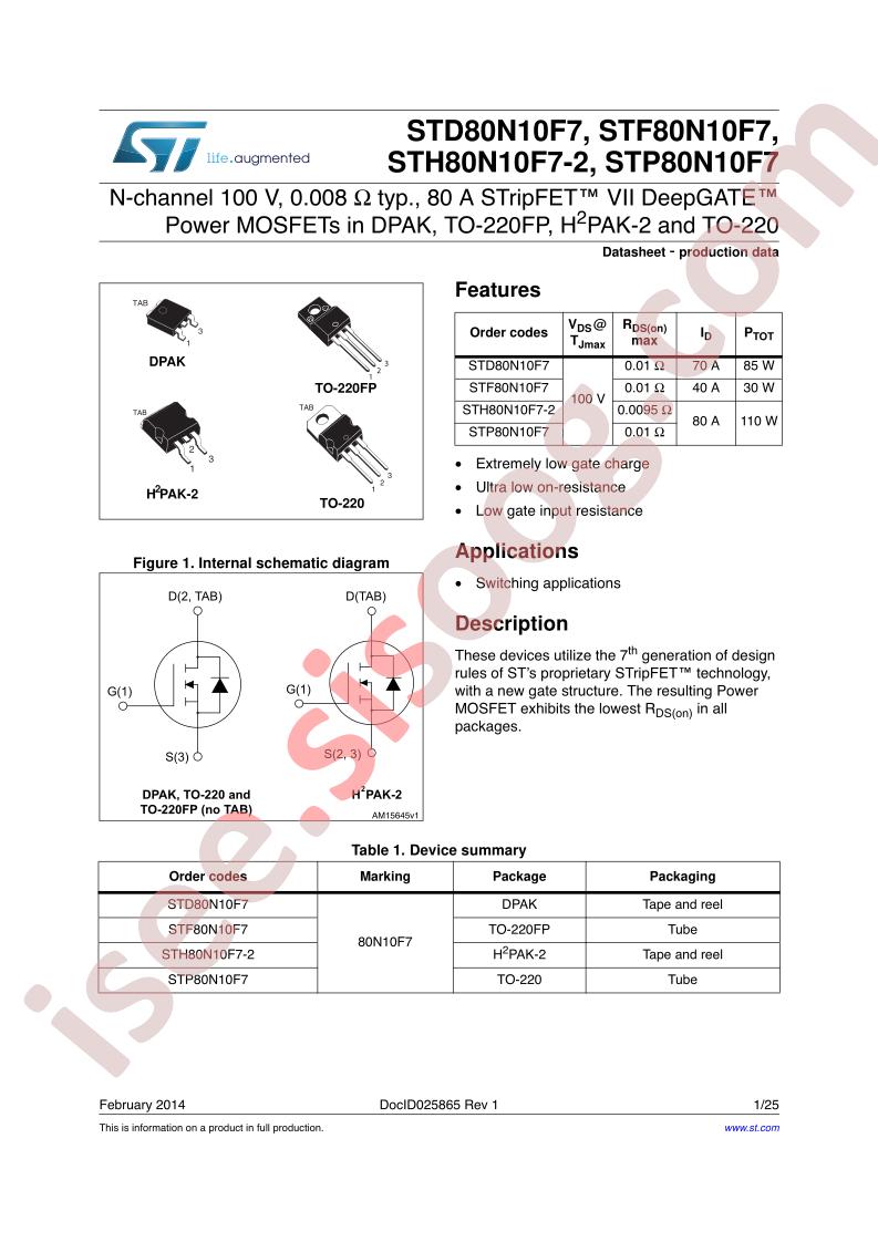 STx80N10F7,STH80N10F7-2