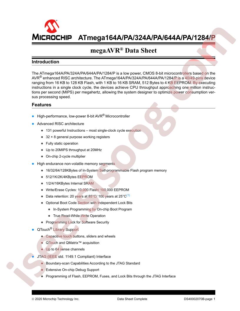 ATMEGA164,324,644,1284(A,P,PA) Datasheet