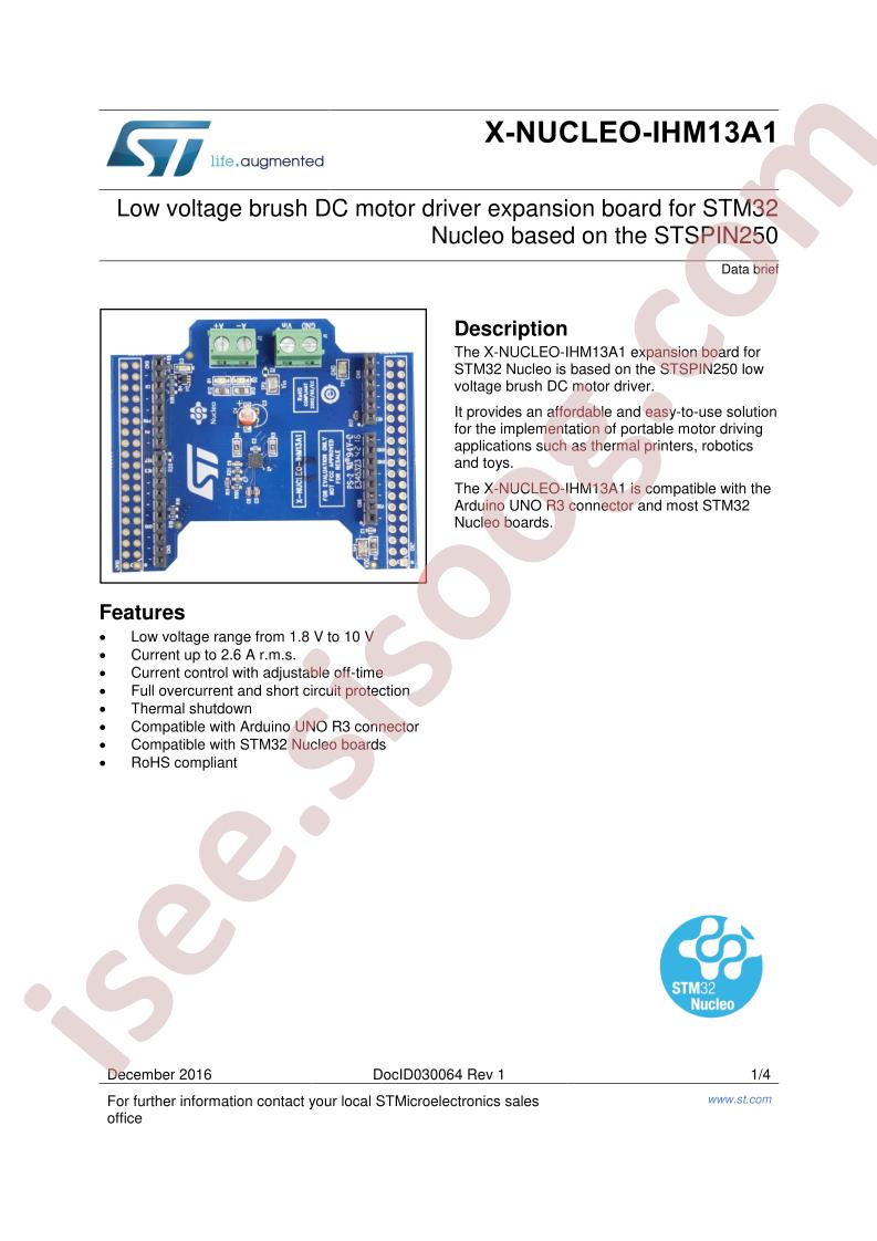 X-NUCLEO-IHM13A1 Brief