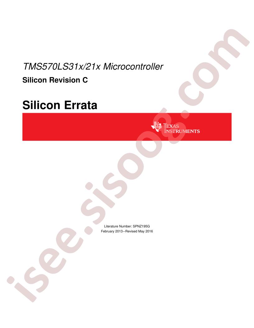 TMS570LS31x/21x Errata RevC