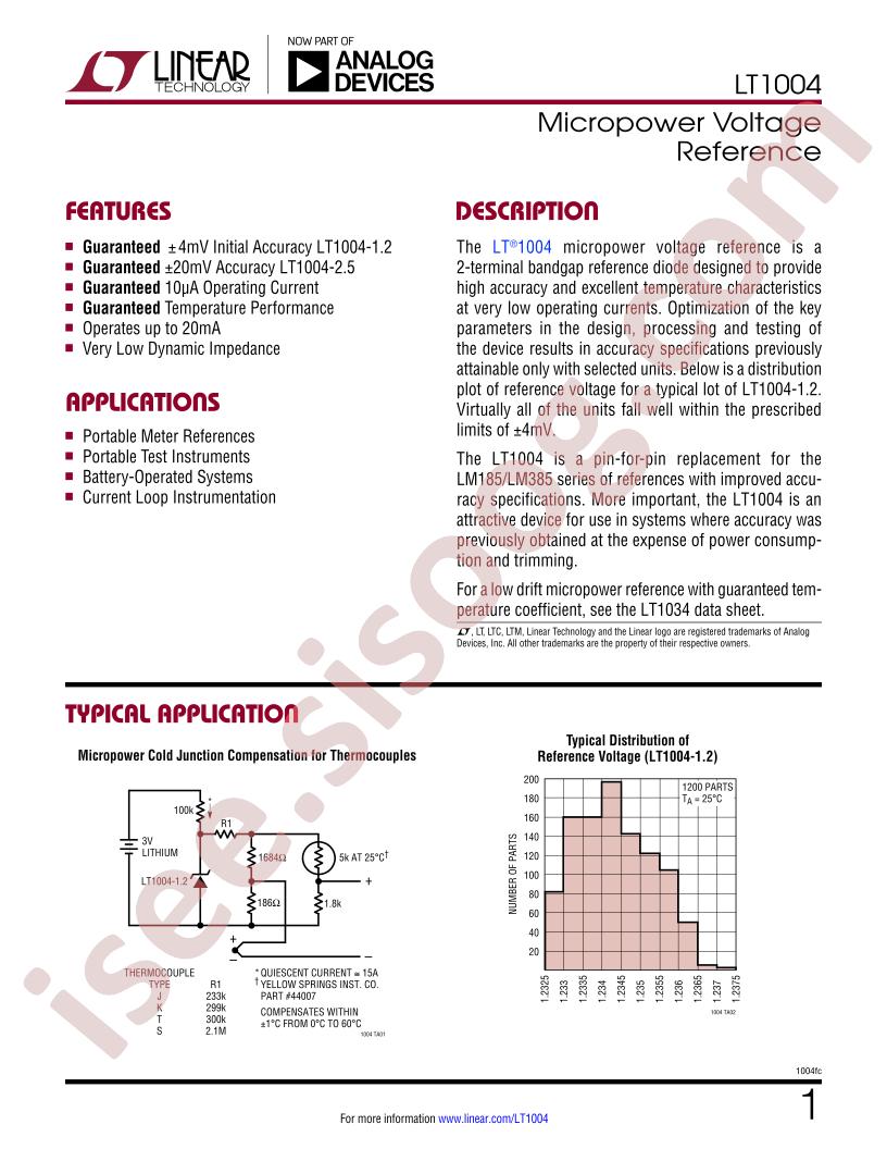 LT1004 Datasheet