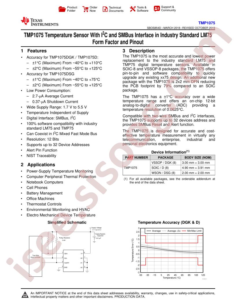TMP1075 Datasheet