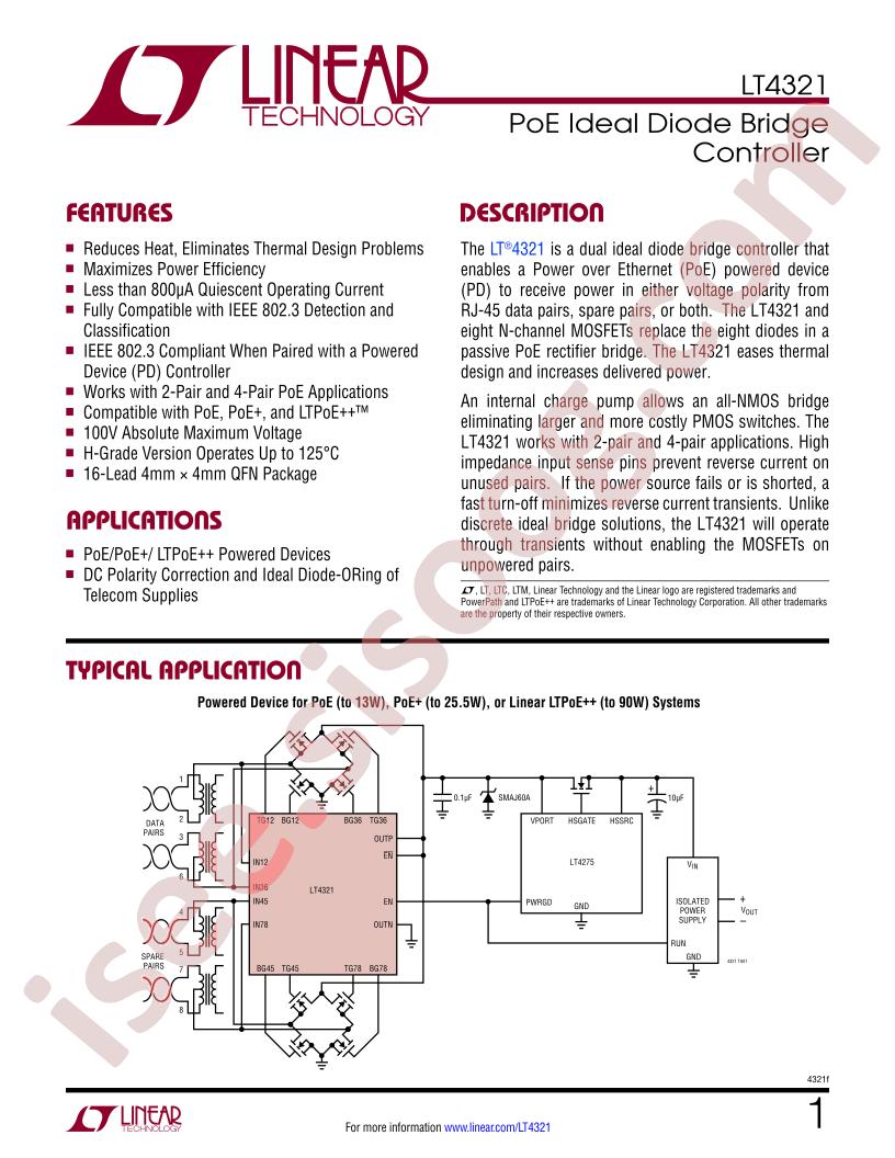 LT4321 Datasheet