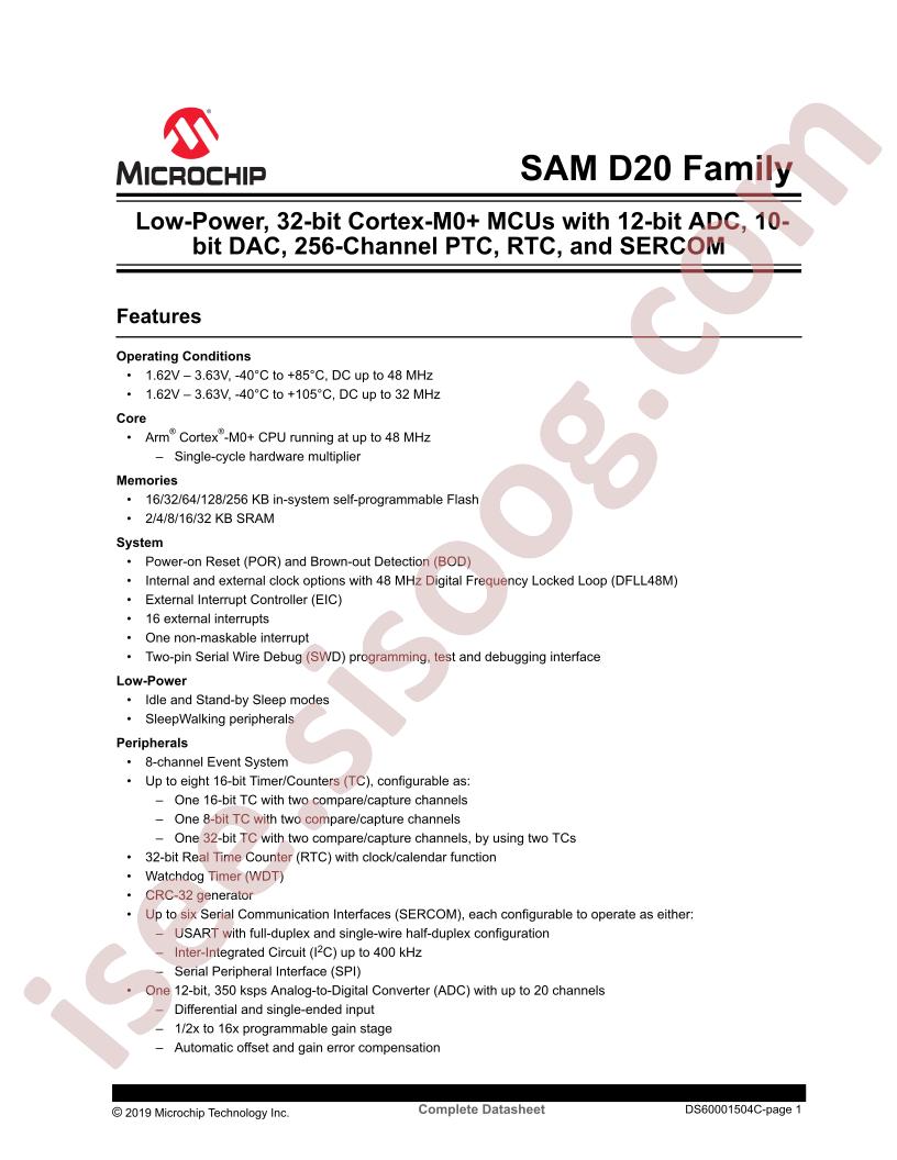 SAM D20 Family Complete Datasheet