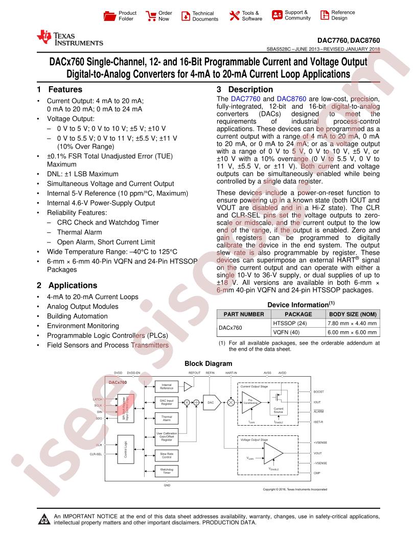 DAC7760,DAC8760 Datasheet