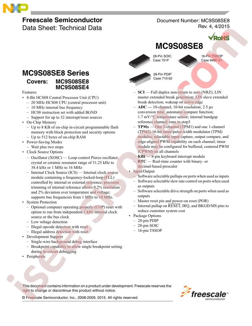 MC9S08SE4,8 Datasheet