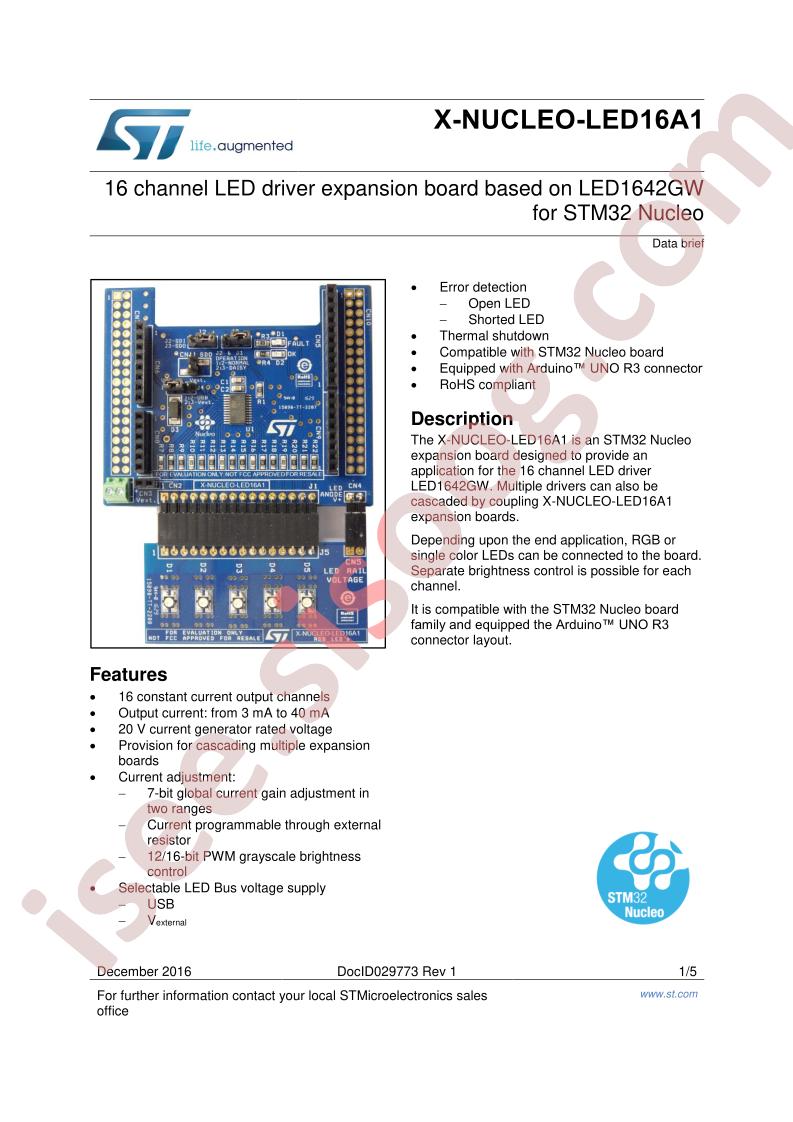 X-NUCLEO-LED16A1 Brief