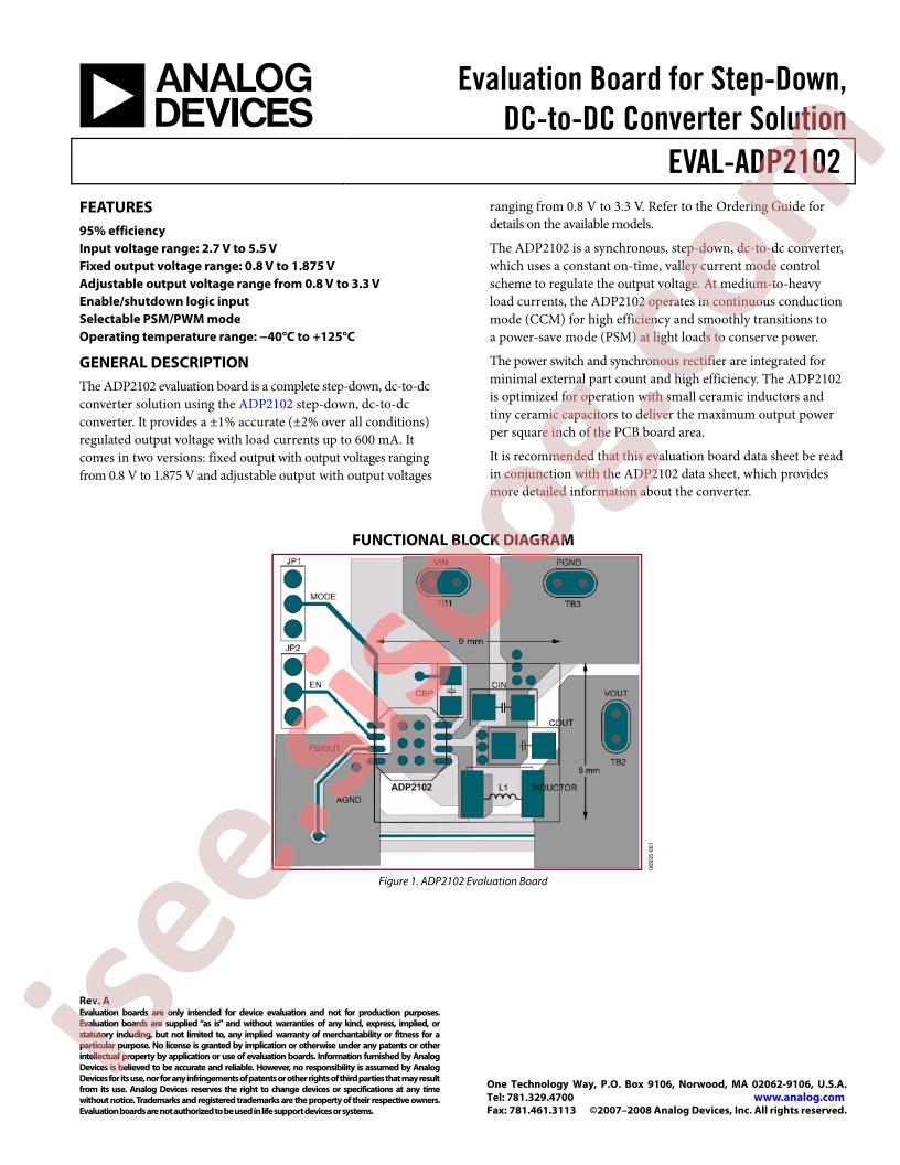 ADP2102 Eval Board