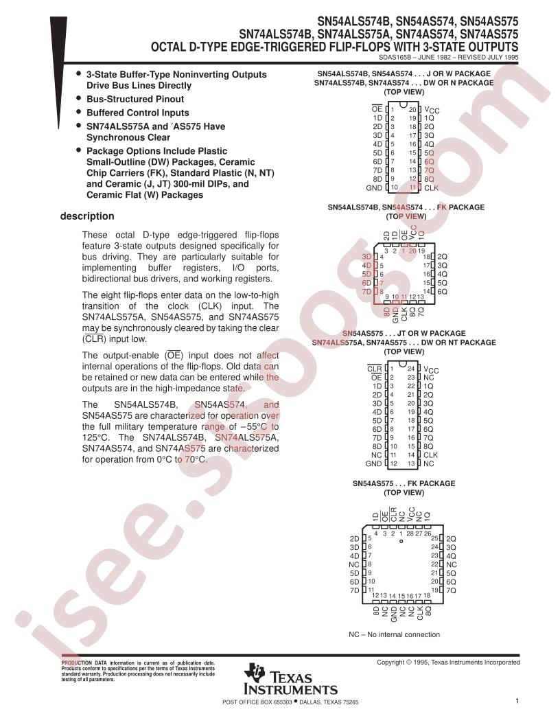 SN54/74ALS574B/575A, SN54/74AS574-75