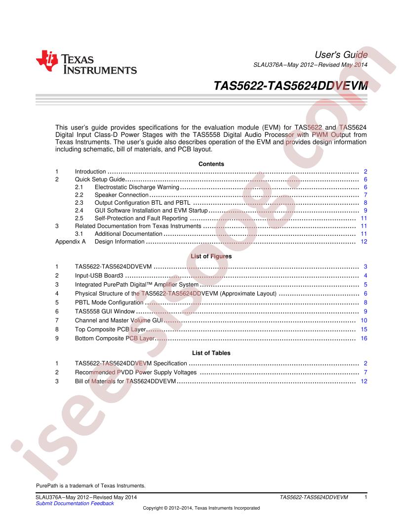 TAS5622/24DDVEVM User Guide