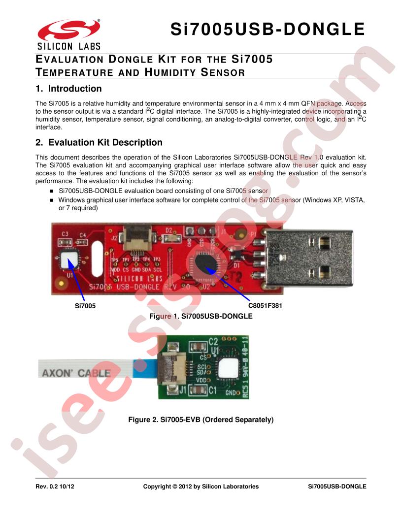 SI7005USB-DONGLE User Guide