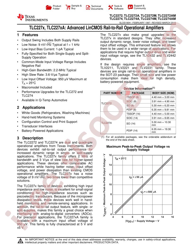 TLC2272x(A) Datasheet