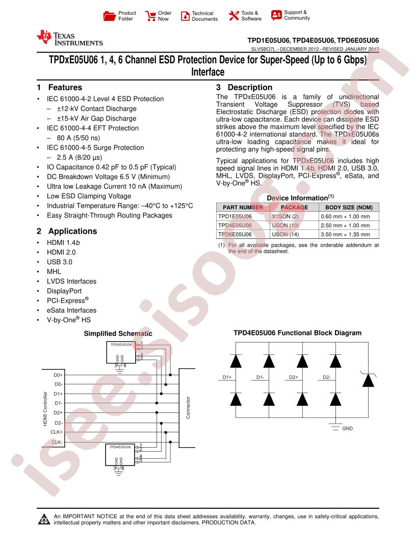 TPDxE05U06 Datasheet