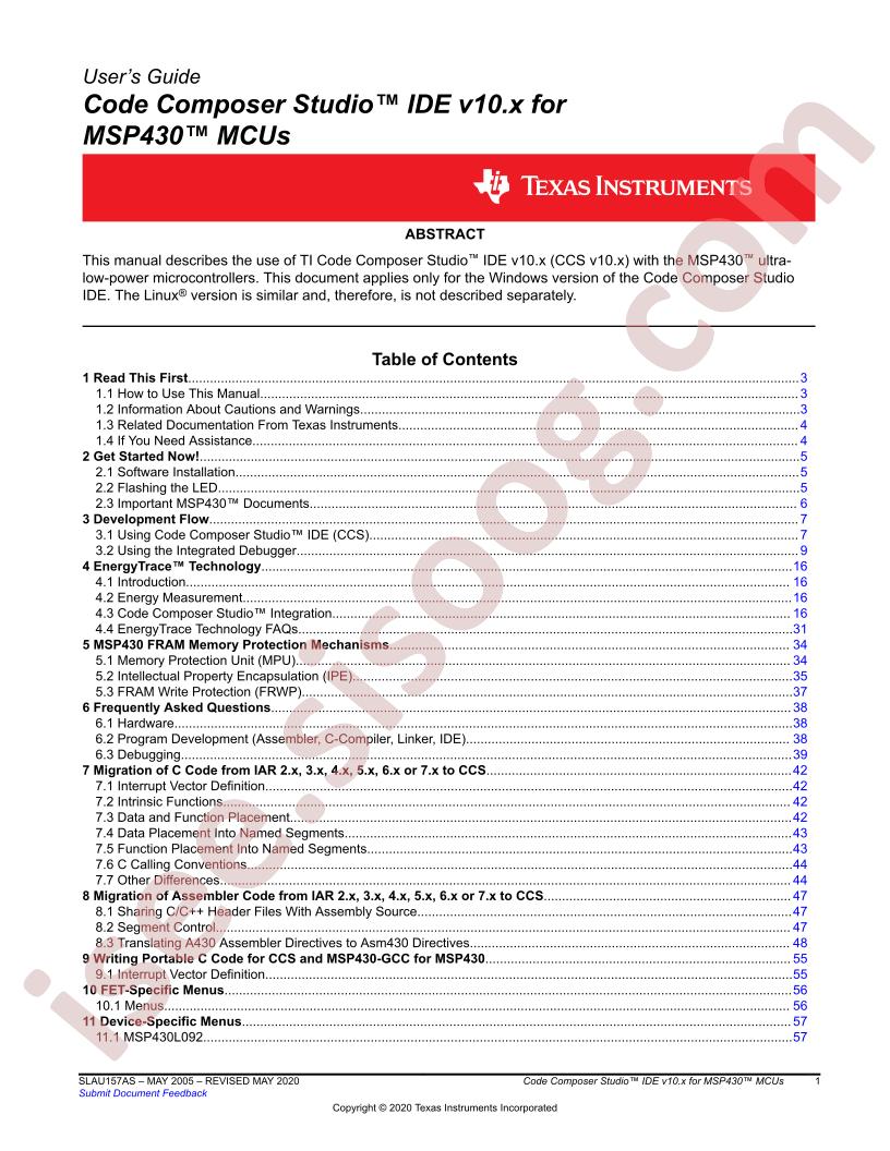 MSP430 Code Composer Studio v5.4 User's Guide