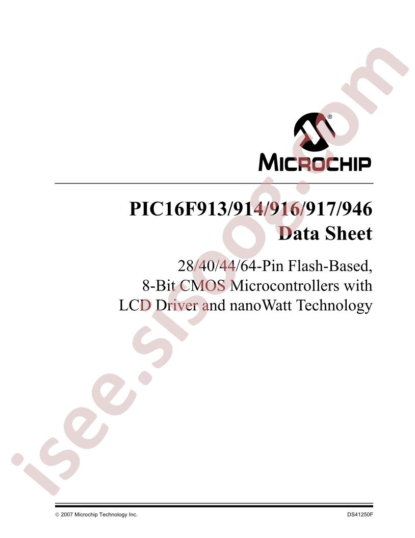 PIC16F91x, 946 Data Sheet