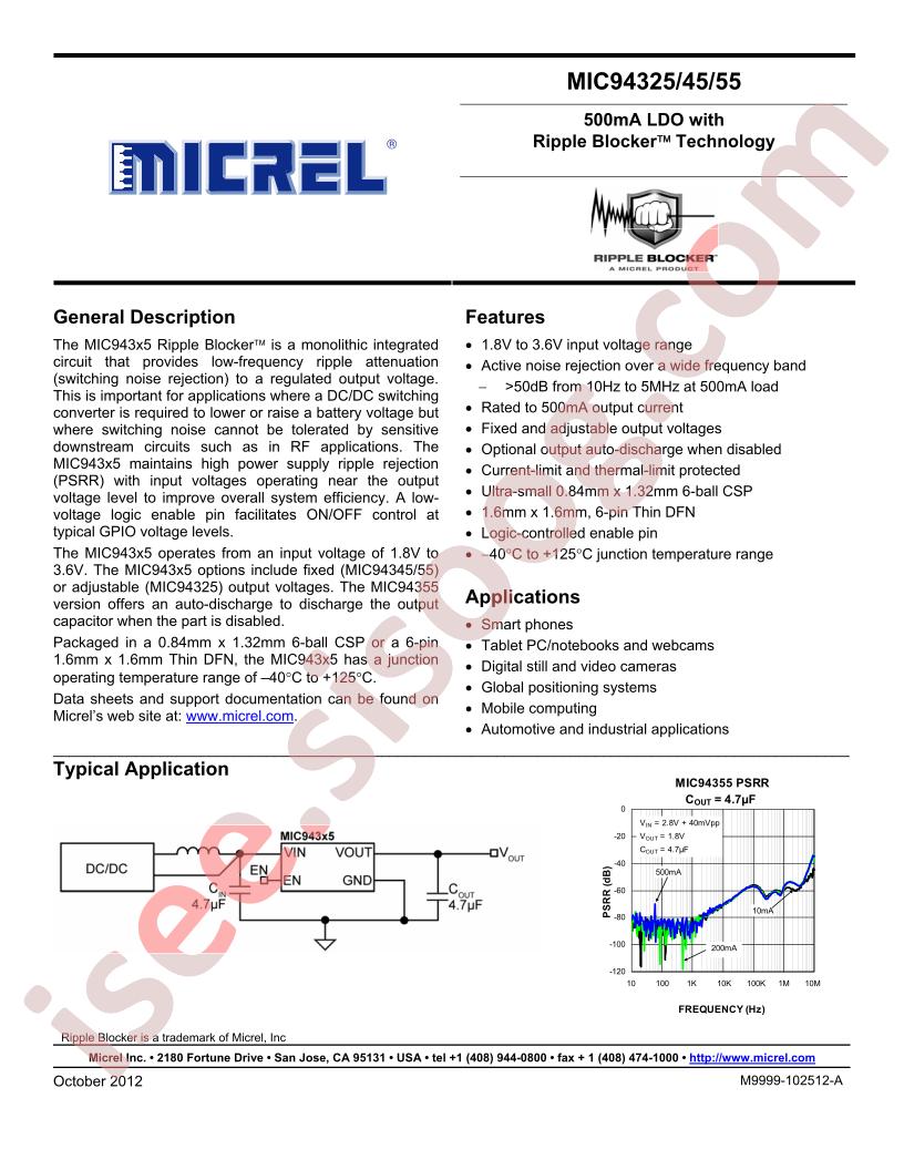 MIC94325,45,55 Datasheet