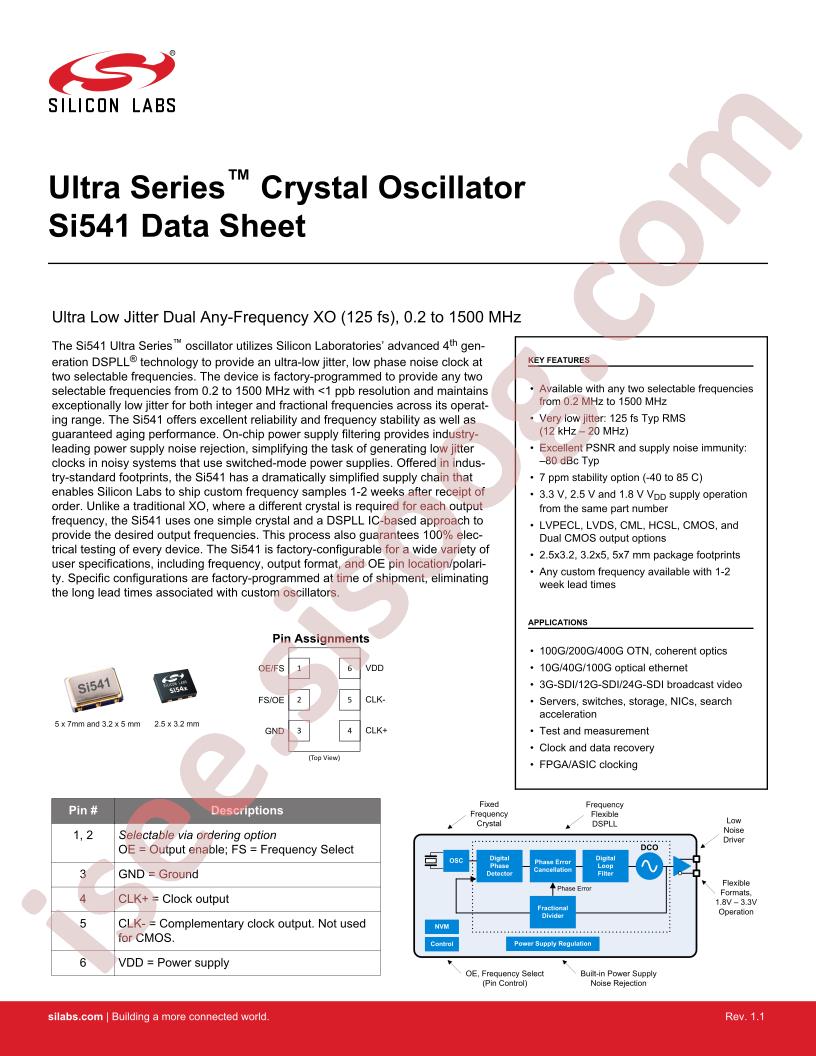 Si541 Datasheet