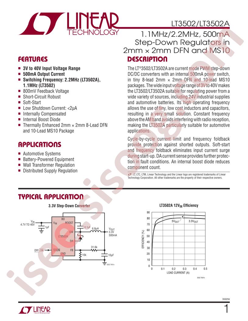 LT3502(A) Datasheet