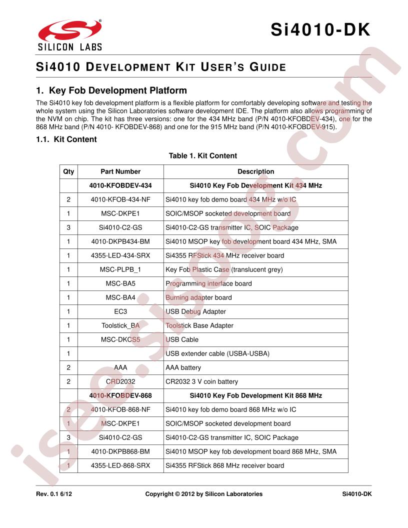 SI4010-DK User Guide