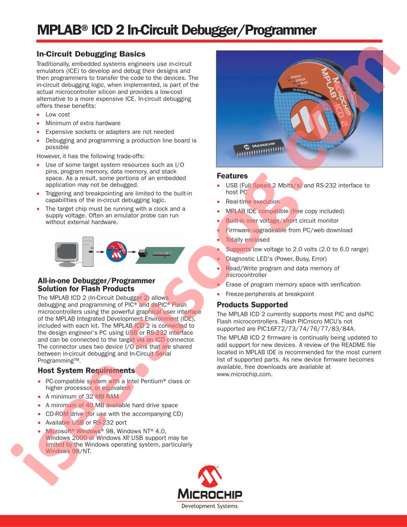 MPLAB ICD 2 In-Circuit Debugger, Programmer