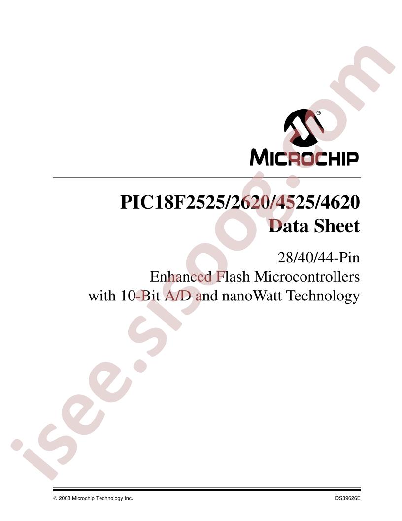 PIC18Fx525, x620 Datasheet