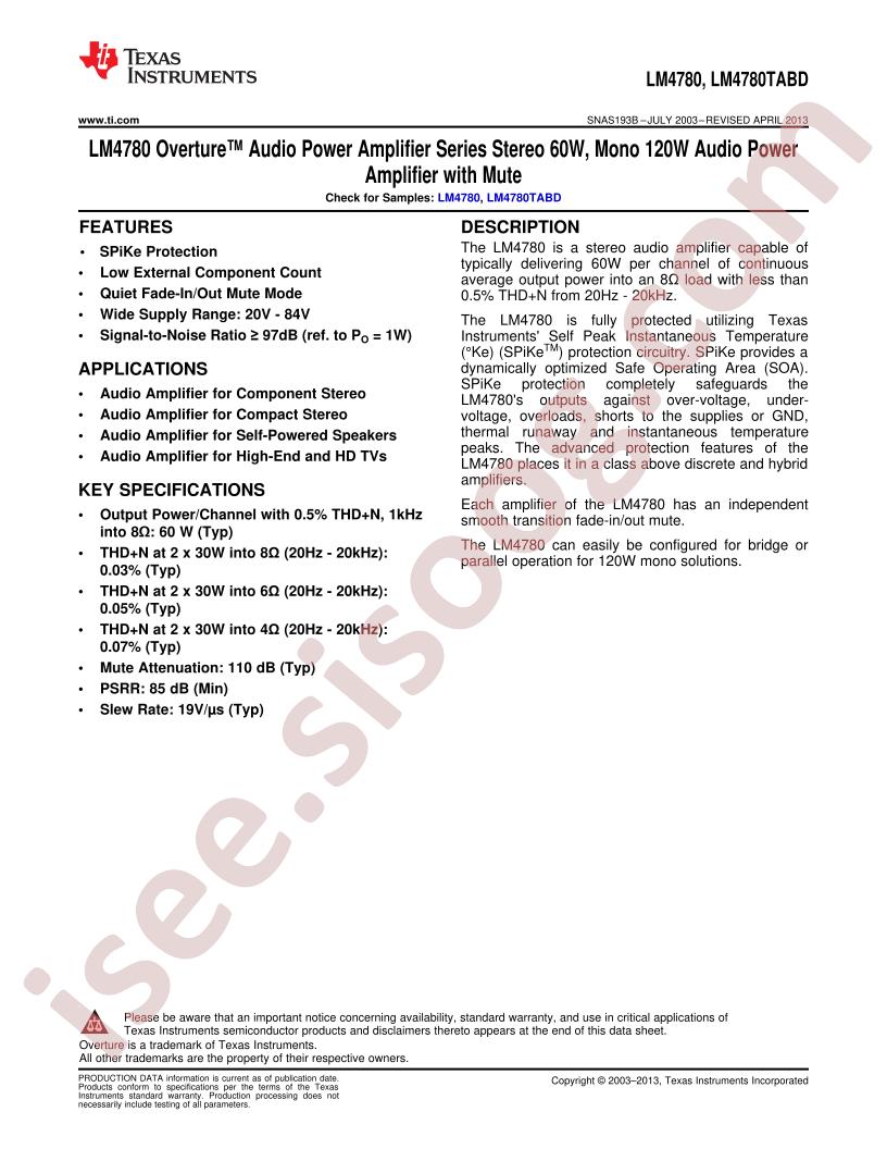 LM4780, LM4780TABD