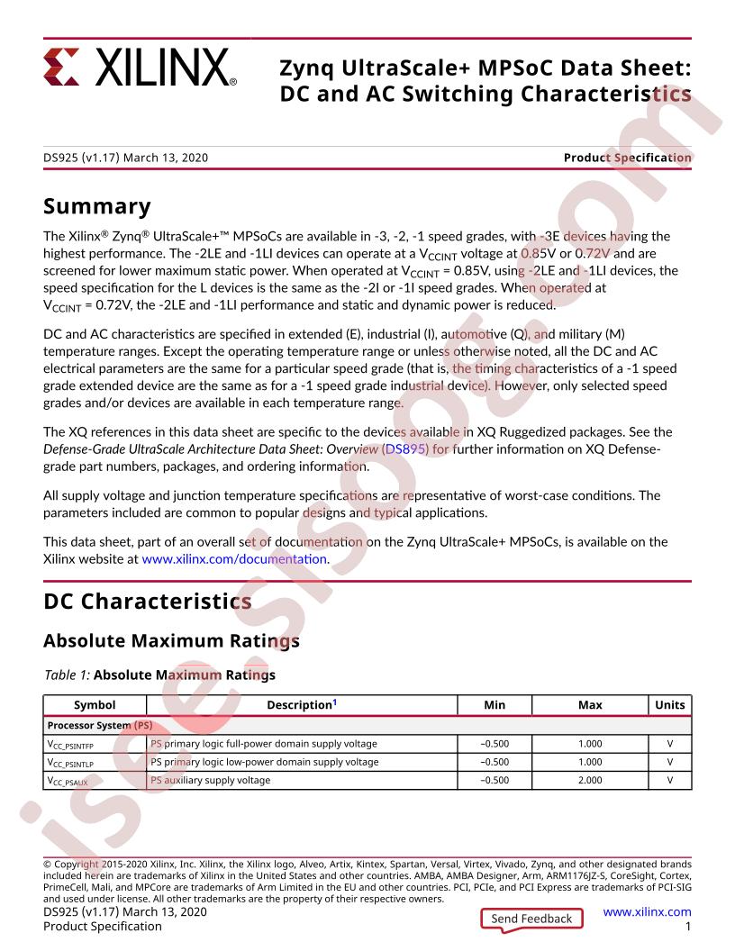 Zynq UltraScale+ MPSoC Datasheet