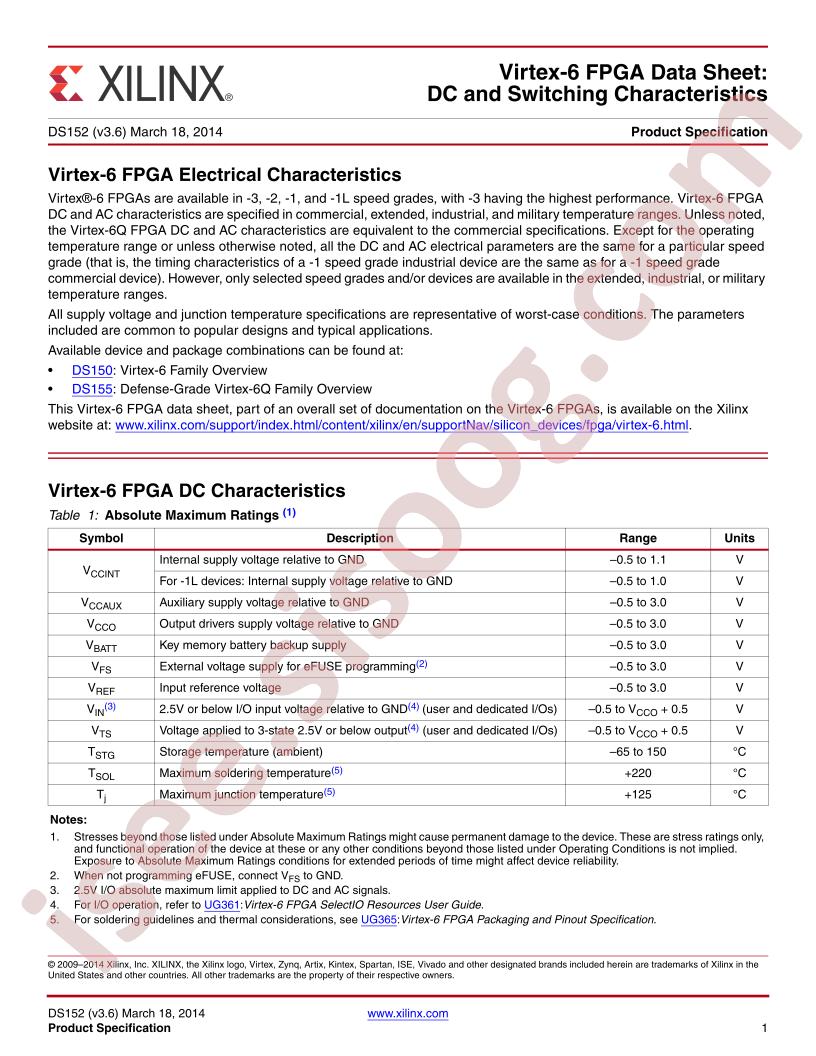 Virtex-6 FPGA Datasheet