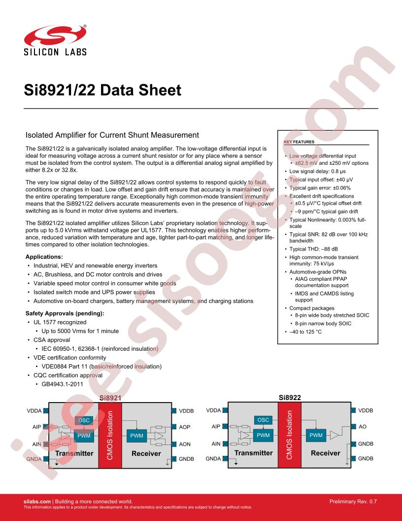 Si8921, Si8922