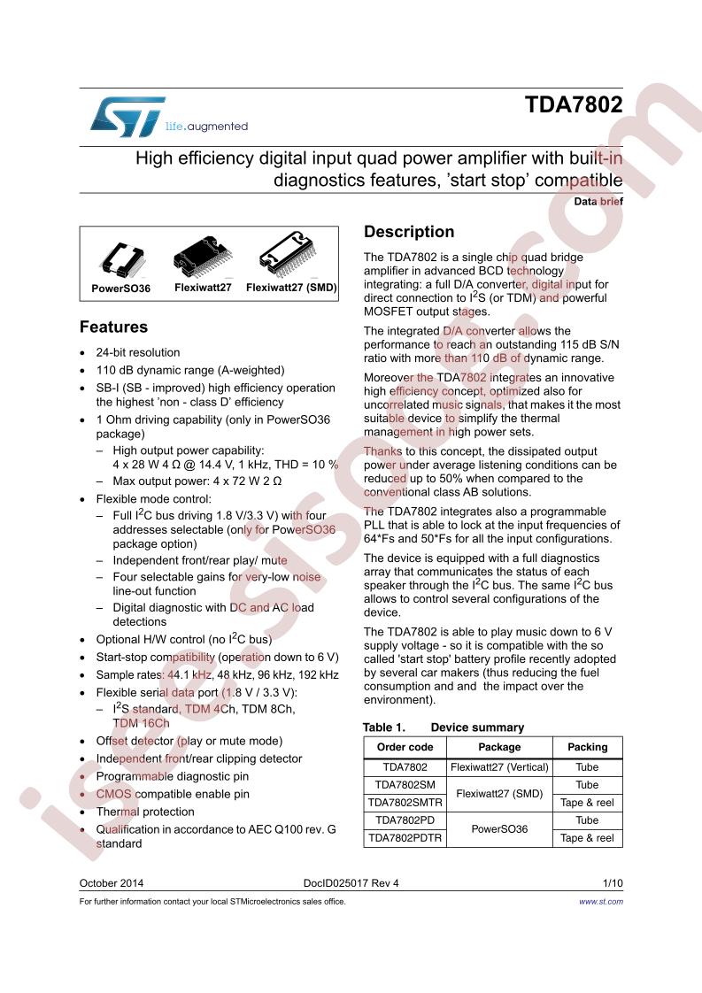 TDA7802 Data Brief