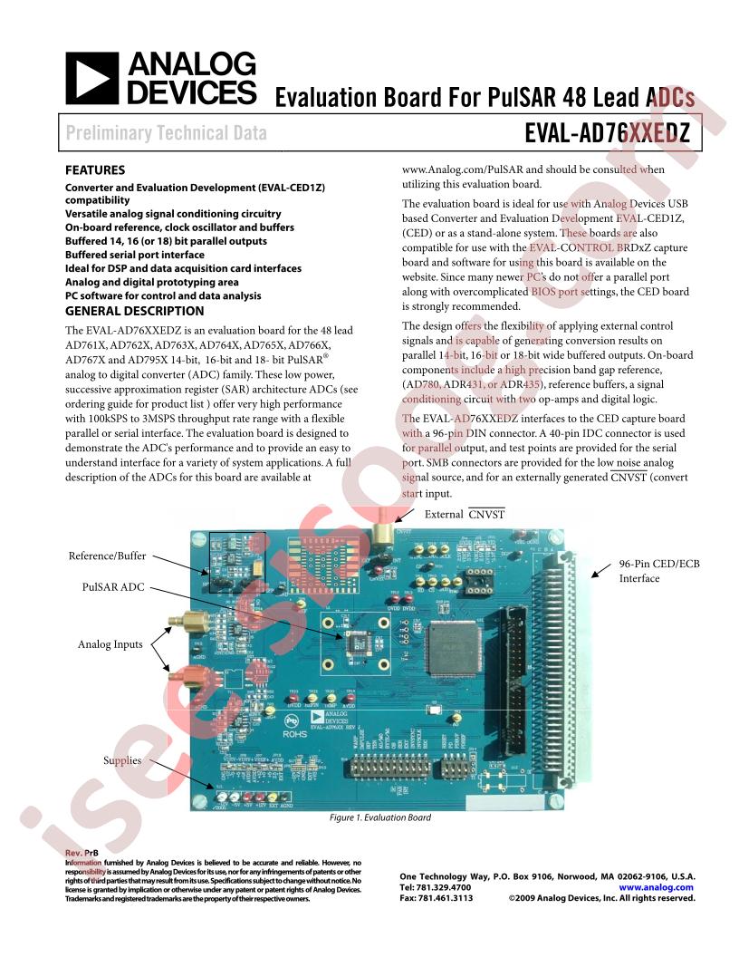 EVAL-AD76xxEDZ Eval Board