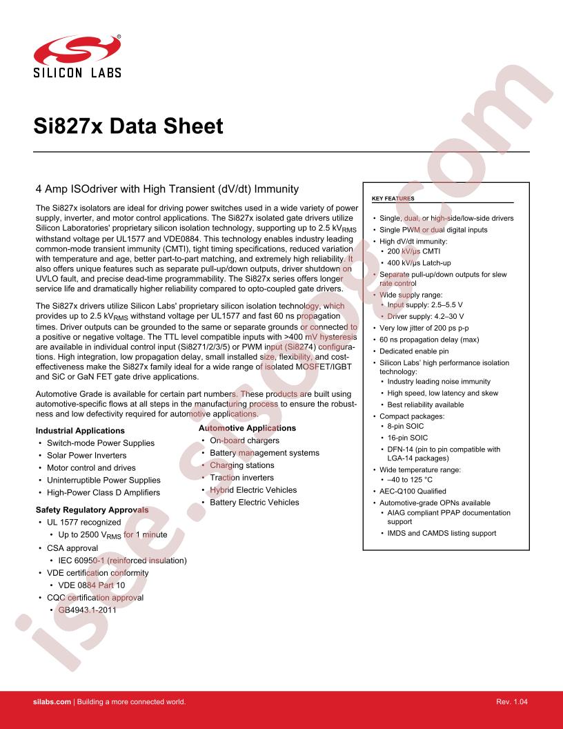 SI827x Datasheet