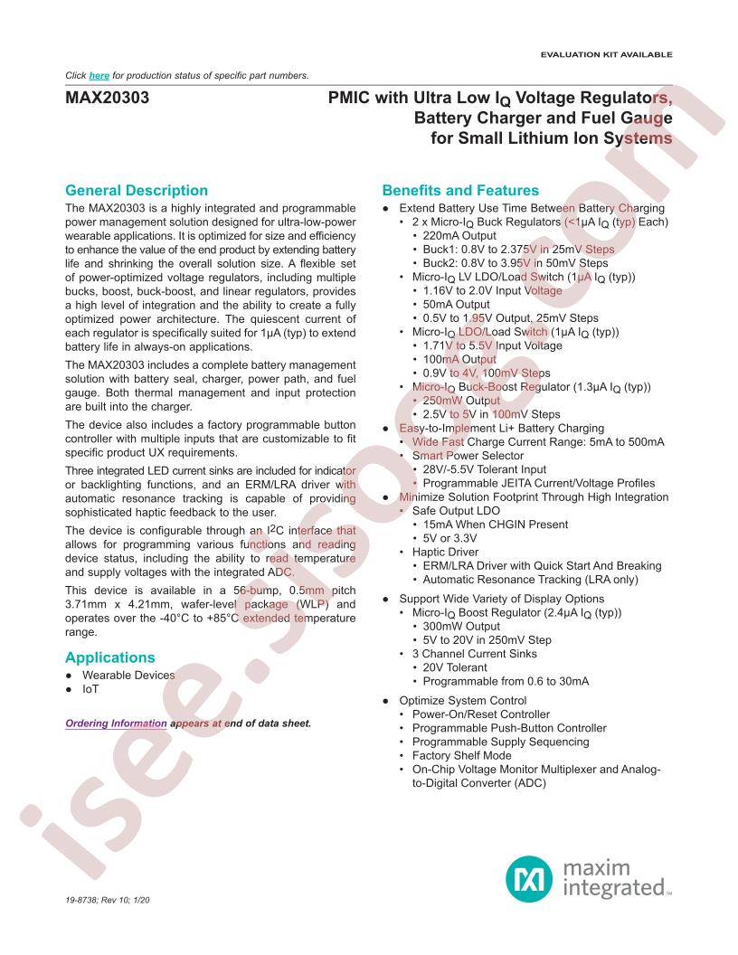 MAX20303 Datasheet