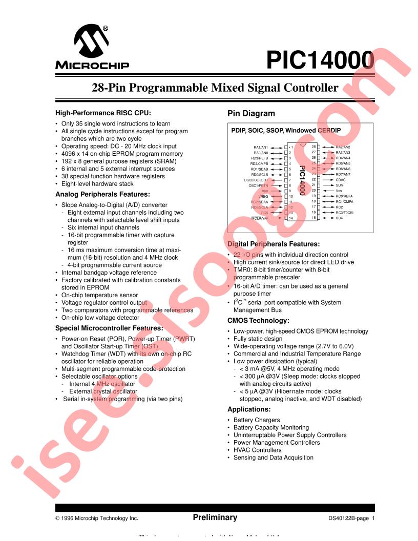 PIC14000 Datasheet