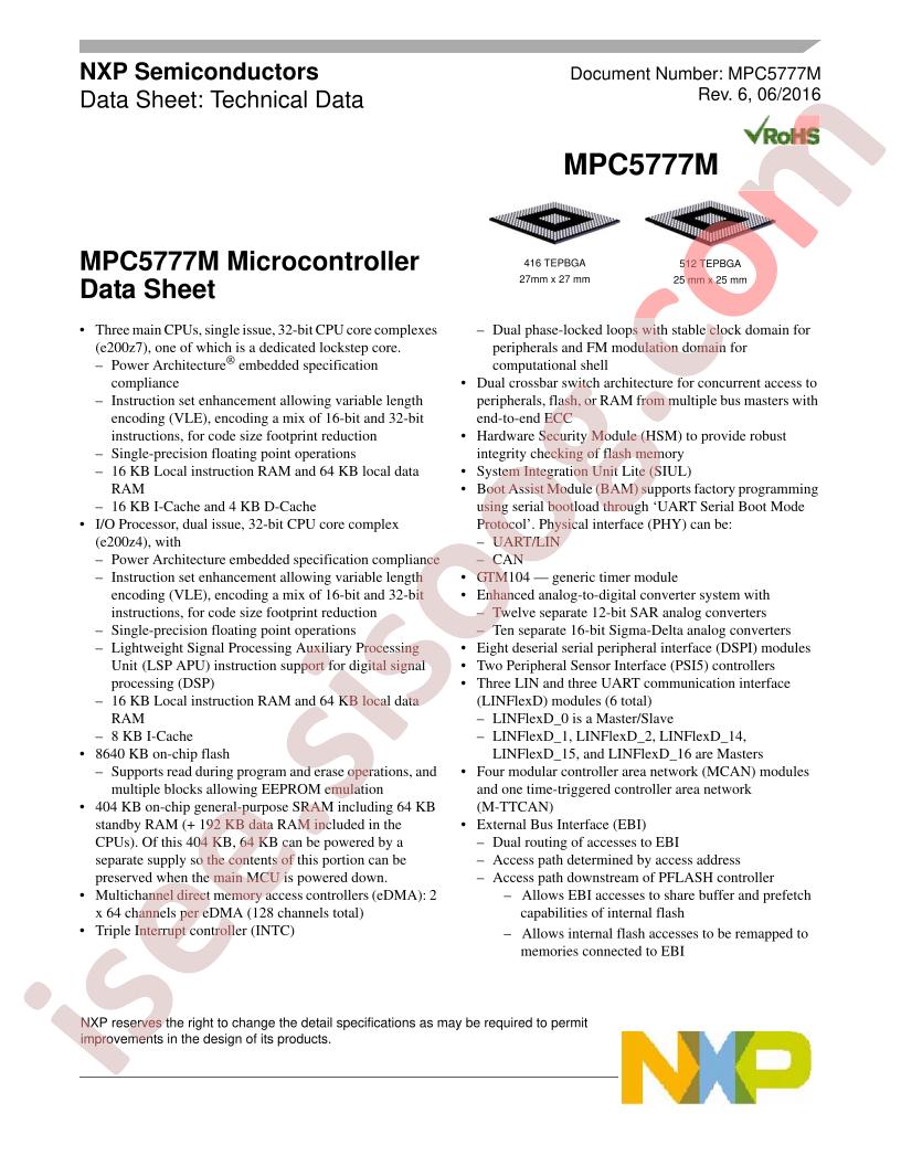 MPC5777M Datasheet
