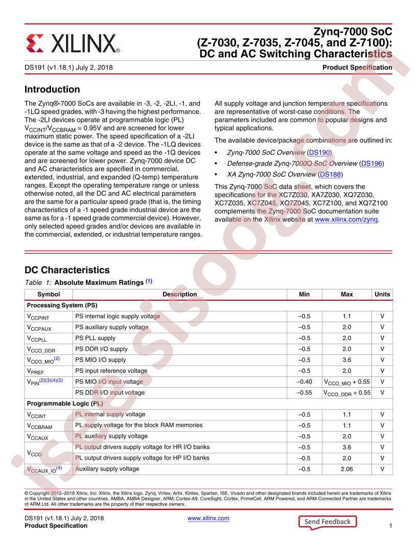 XC7Z030,35,45,100 Datasheet