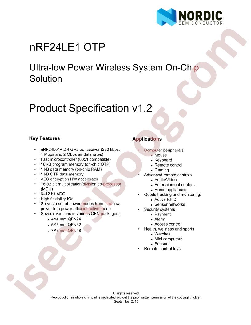 NRF24LE1 OTP Specification