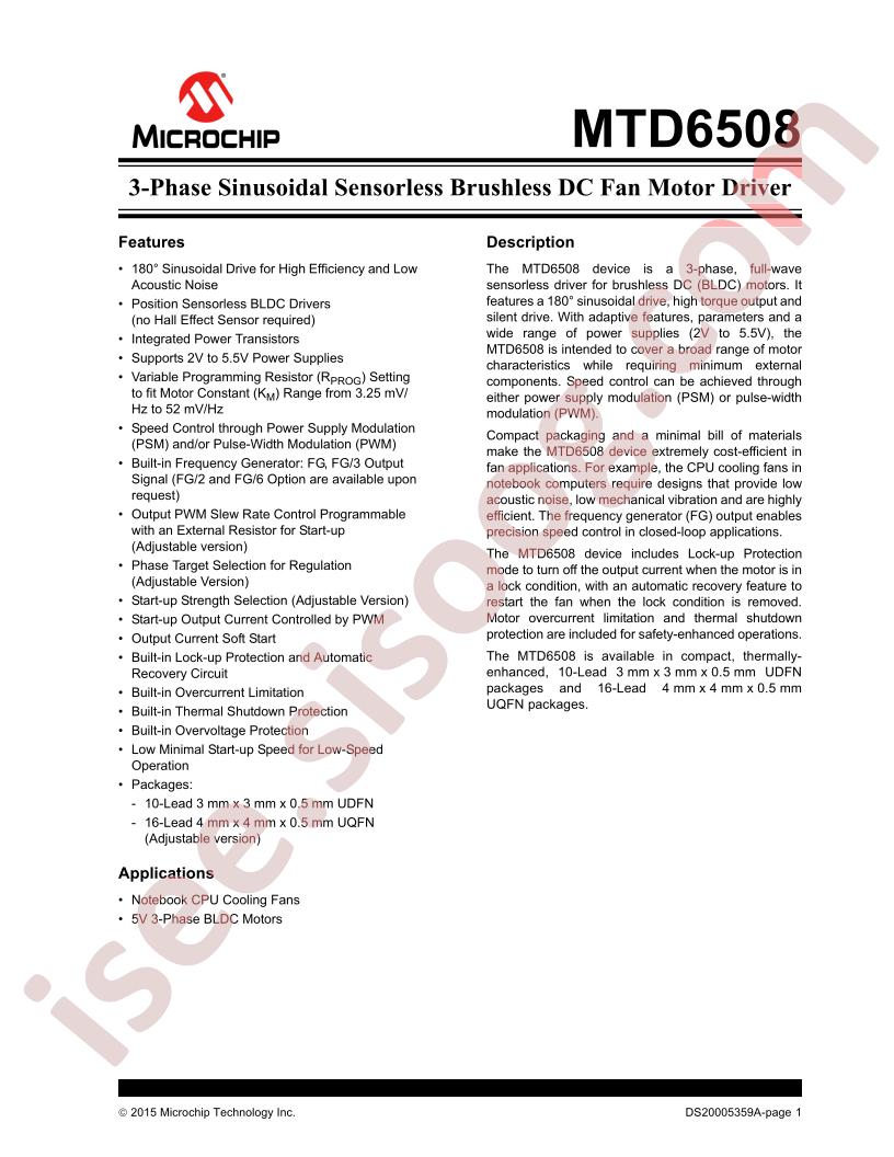 MTD6508 Datasheet