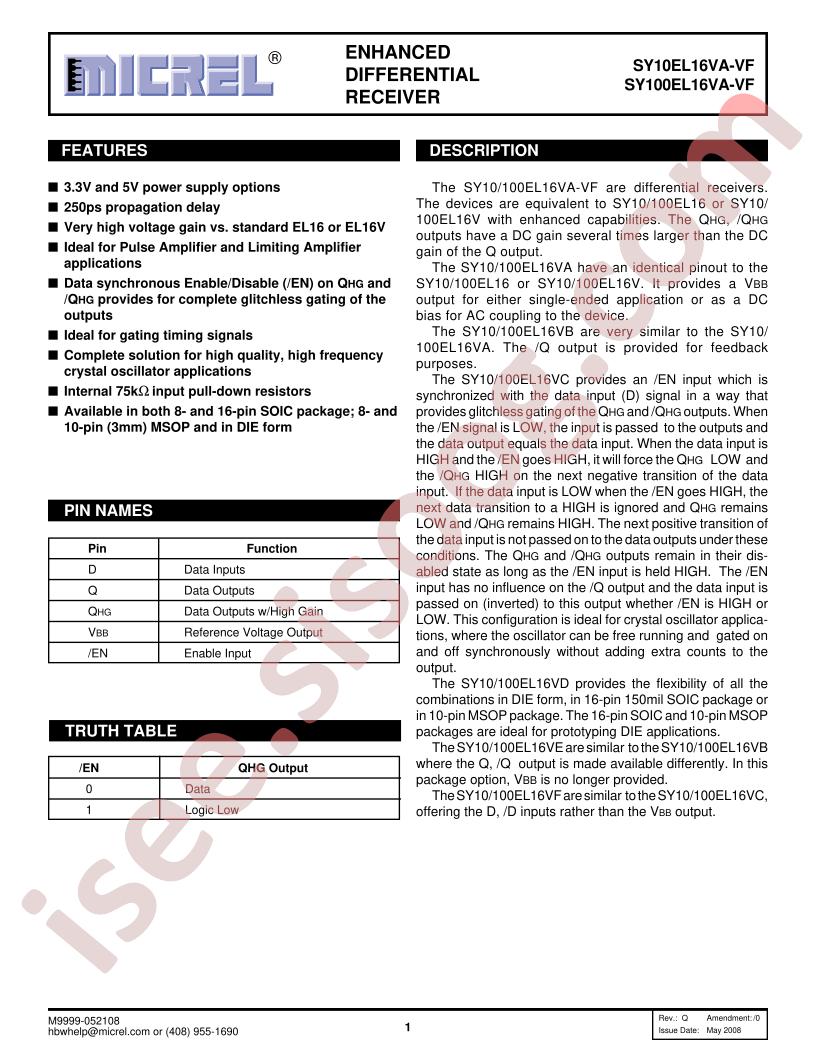 SY10/100EL16VA-VF