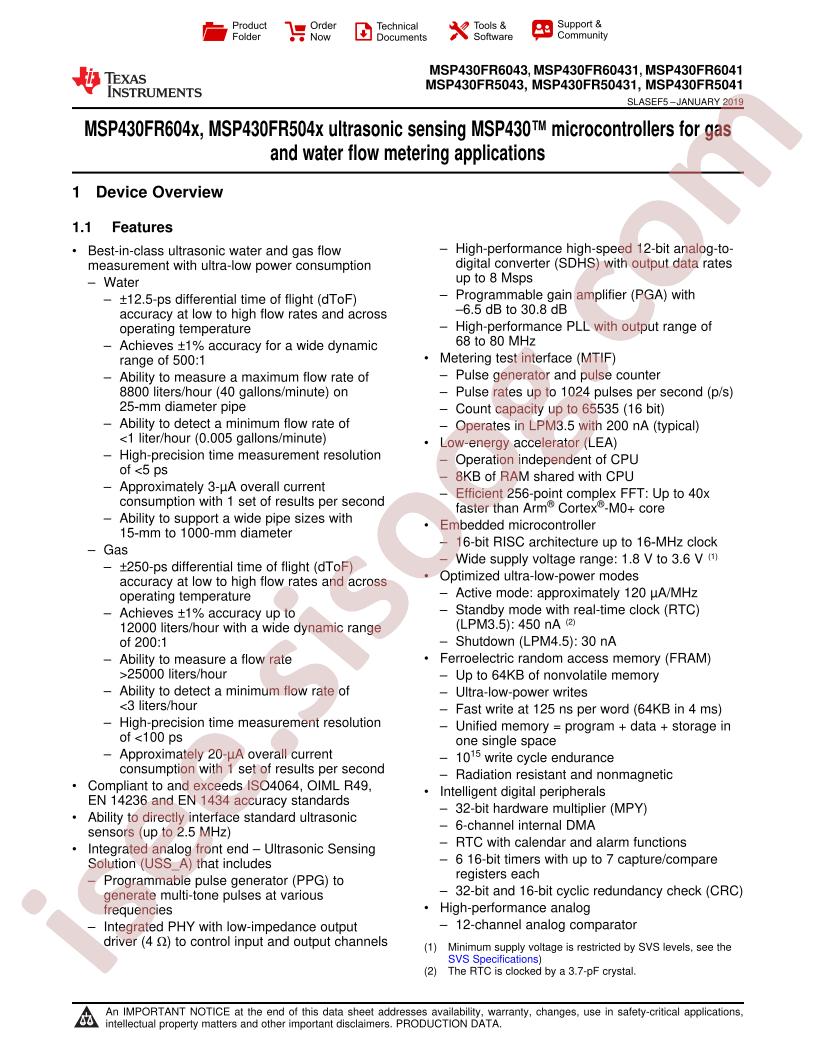 MSP430FR6043(1), 5043(1),6041,5041