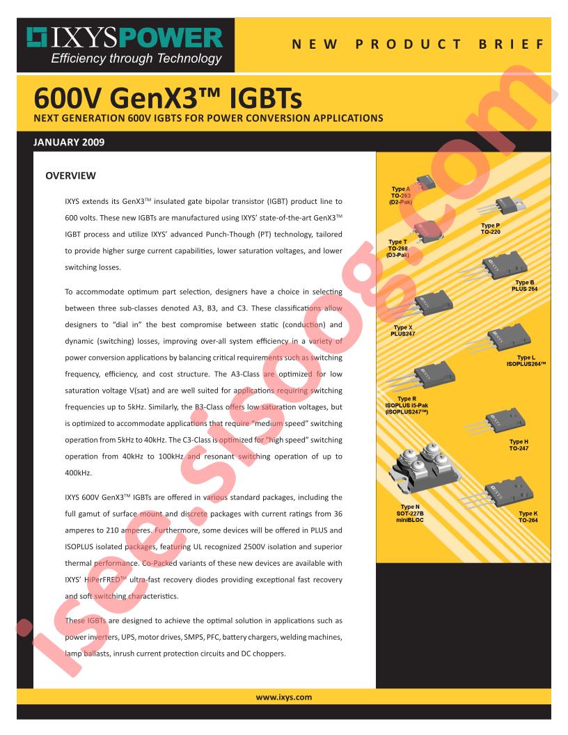 GenX3 600V IGBTs Overview
